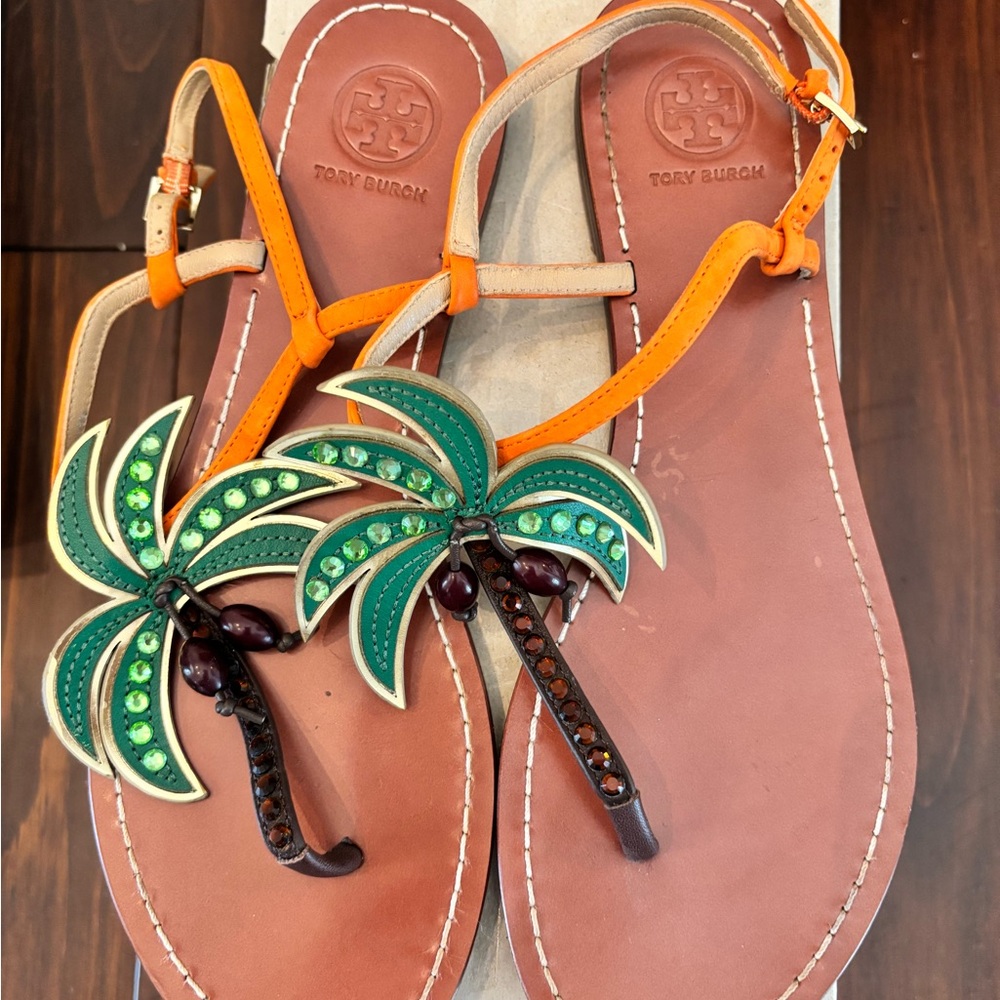 Tory Burch Tropical Orange and Green Sandals